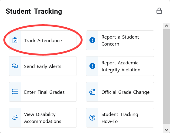 Student Tracking Card Screen Shot