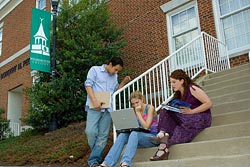 students working on steps