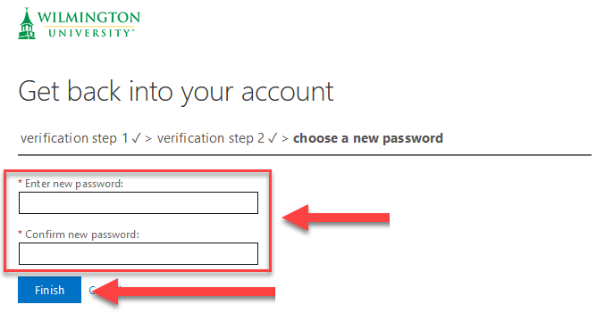Enter and confirm your new password