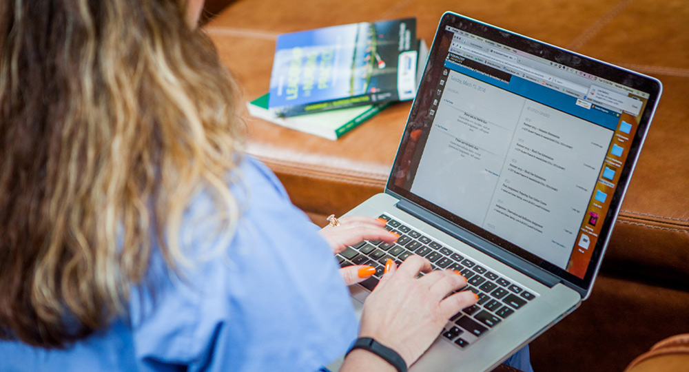 student on computer