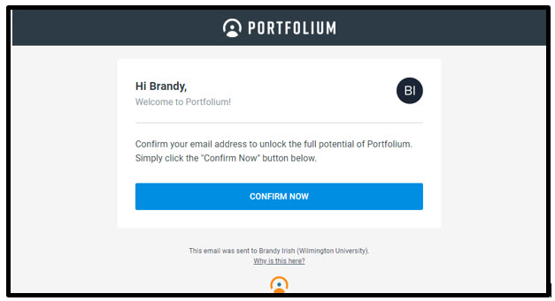 Confirm Portfolium email