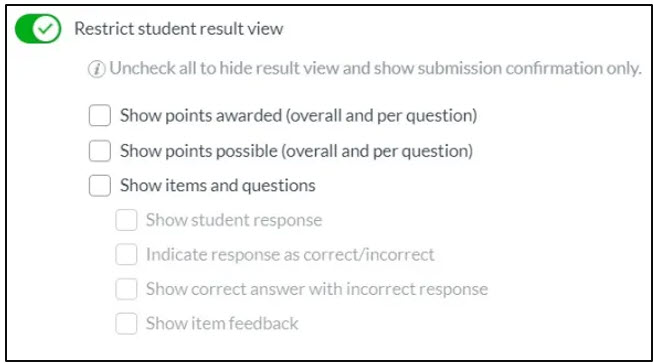 Restrict student result view screenshot