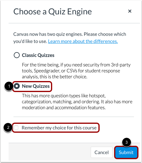 Choose a quiz engine screenshot