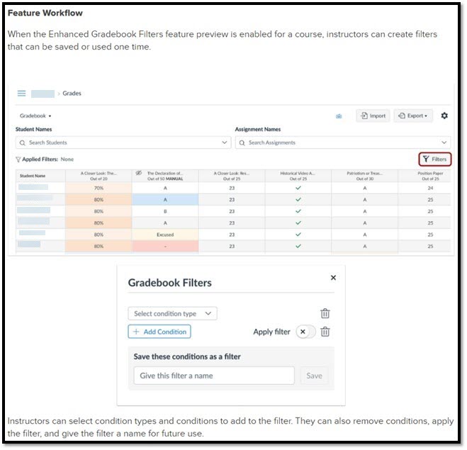 Examples of Gradebook Filters 1