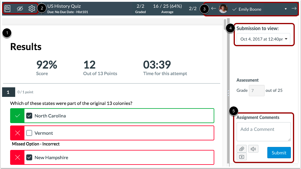 Speedgrader assessment screenshot