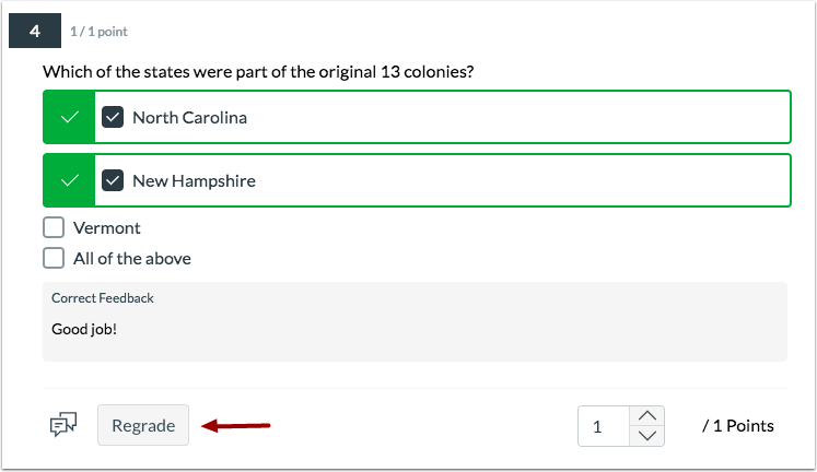 Re-grade option screenshot
