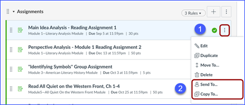 Assignments Send To Copy To screenshot