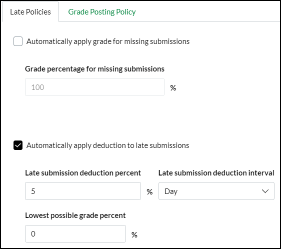 Late Policies example screenshot