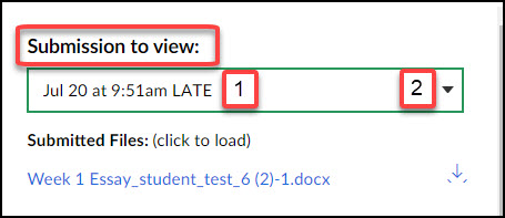 Screen image of an assignment in Speedgrader with more than one student submission. 