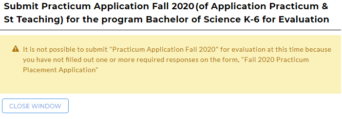 taskstream submit application incomplete message