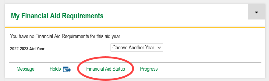 My Financial Aid Requirements module