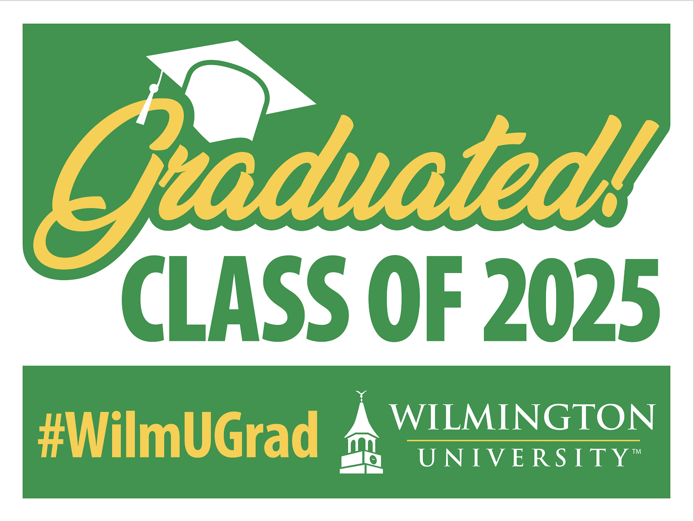 WilmU Grad 2025 Yard Sign; Graduated text
