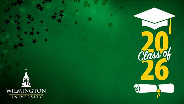 WilmU Commencement Zoom Background 2026; green