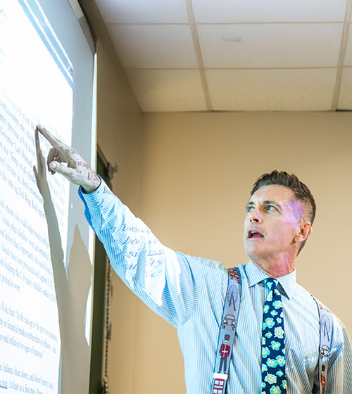 WilmU faculty member teaching.