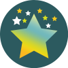 Star icon with blue background