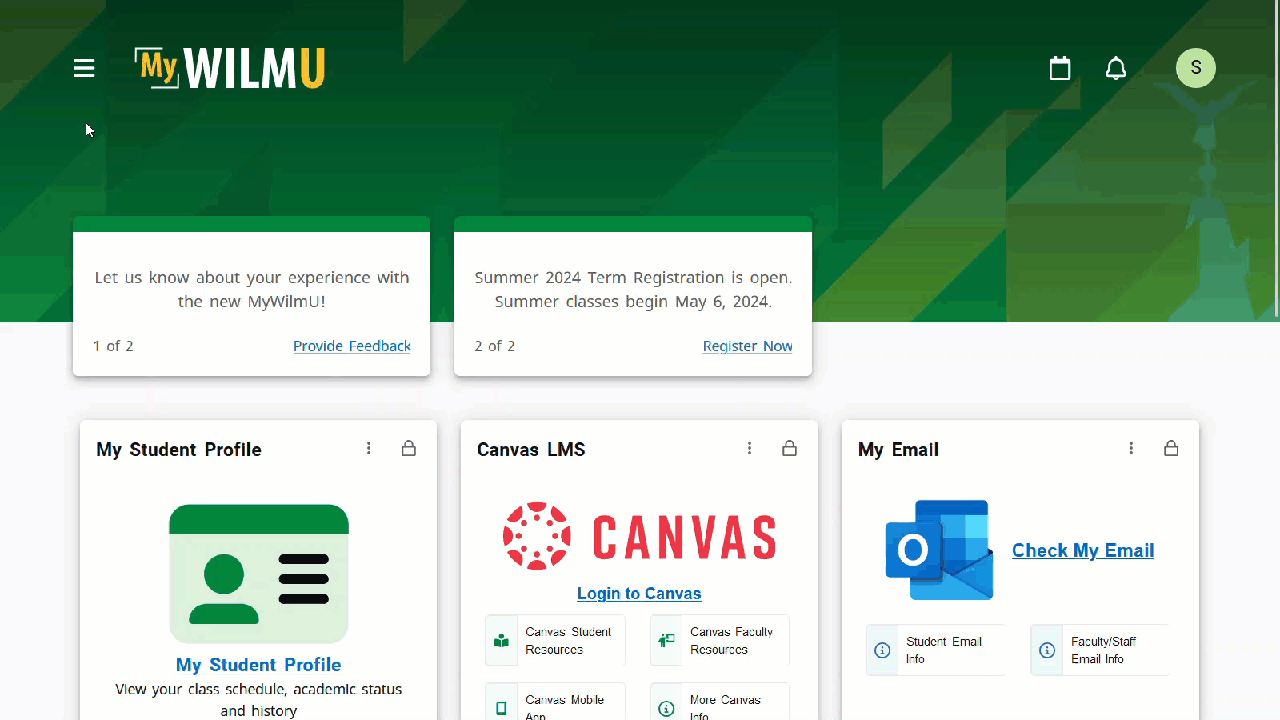 MyWilmU Discover and Search features