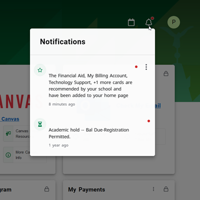 screen shot of sample notification messages