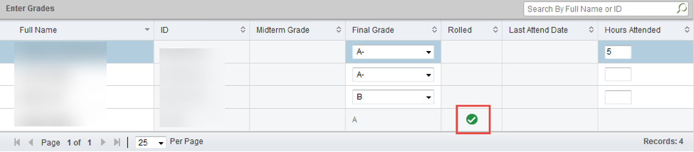 faculty grade entry grade rolled