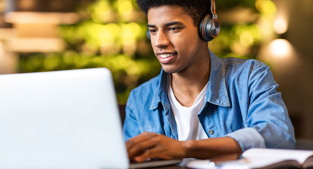 student on computer