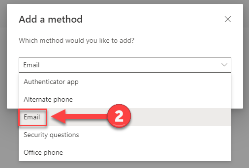 choose a method drop-down list