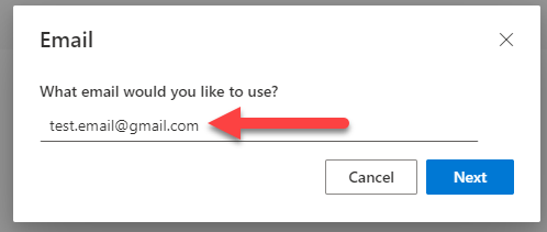 Enter what email address you would like to use