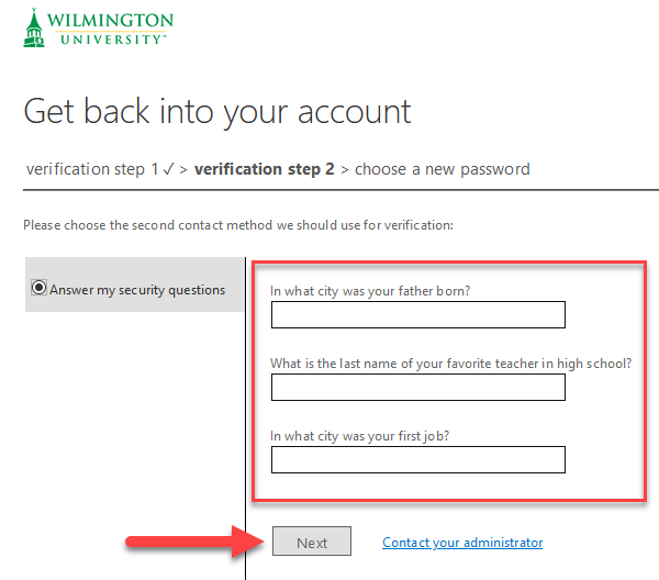Get Back Into Your Account - Verification Step 2