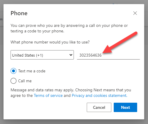 phone - enter phone number