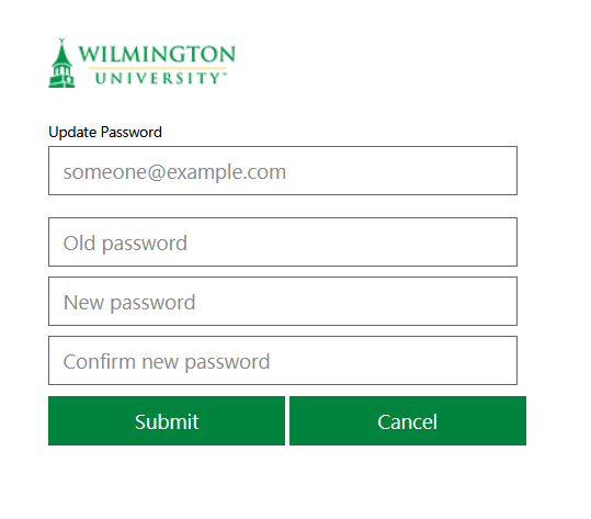 WilmU Change Password Page